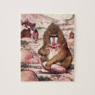 Vintage Wild Animal, Baboons by Louis Sargent Jigsaw Puzzle