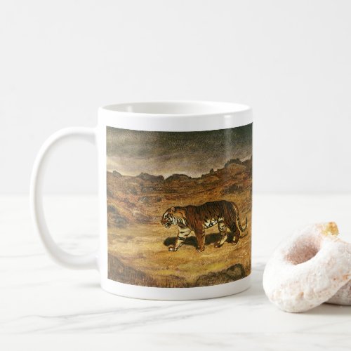 Vintage Wild Animal Bengal Tiger Roaming Plains Coffee Mug
