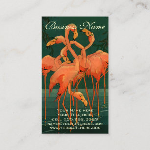 Vintage Wild Animal Birds, Tropical Pink Flamingos Business Card