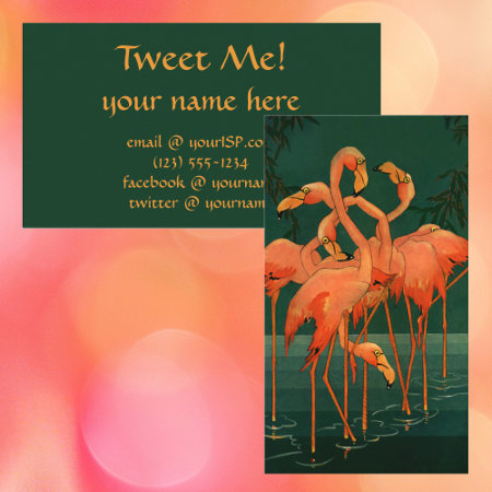 Vintage Wild Animal Birds, Tropical Pink Flamingos Business Card