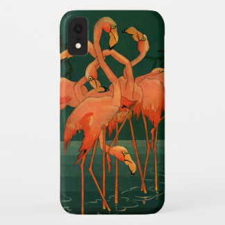 Vintage Wild Animal Birds, Tropical Pink Flamingos iPhone XR Case
