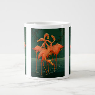 Vintage Wild Animal Birds, Tropical Pink Flamingos Giant Coffee Mug