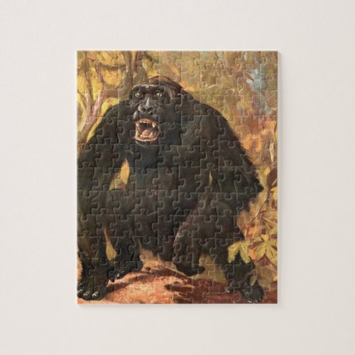 Vintage Wild Animal Gorilla or Big Ape by CE Swan Jigsaw Puzzle