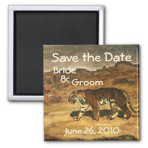 Vintage Wild Animal Tigers Save the Date Magnet