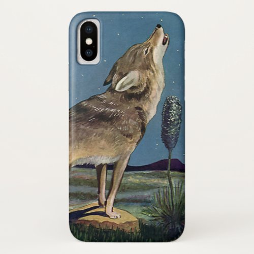 Vintage Wild Animal Wolf Howling at the Moon iPhone X Case