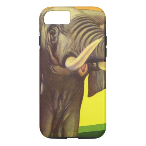 Vintage Wild Animals African Elephant with Sunset iPhone 87 Case