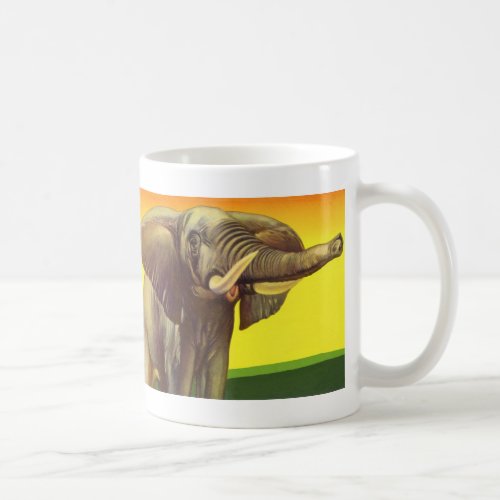 Vintage Wild Animals African Elephant with Sunset Coffee Mug