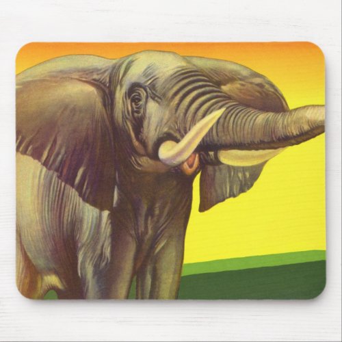 Vintage Wild Animals African Elephant with Sunset Mouse Pad