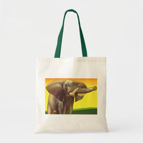 Vintage Wild Animals African Elephant with Sunset Tote Bag