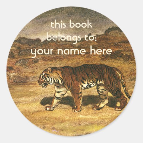 Vintage Wild Animals Bengal Tiger Bookplate