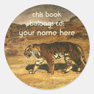 Vintage Wild Animals, Bengal Tiger Bookplate