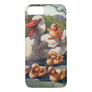 Vintage Wild Animals Birds, Ducklings Duck Family iPhone 8/7 Case
