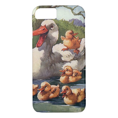 Vintage Wild Animals Birds Ducklings Duck Family iPhone 87 Case
