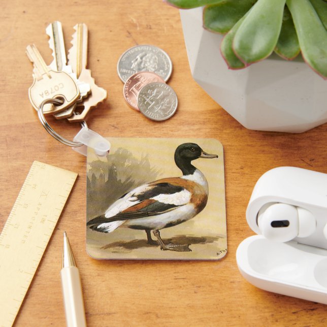 Vintage Wild Animals Birds, Mallard Duck Keychain (Desk)