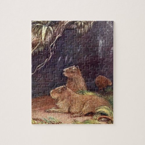 Vintage Wild Animals Capybara by Louis Sargent Jigsaw Puzzle