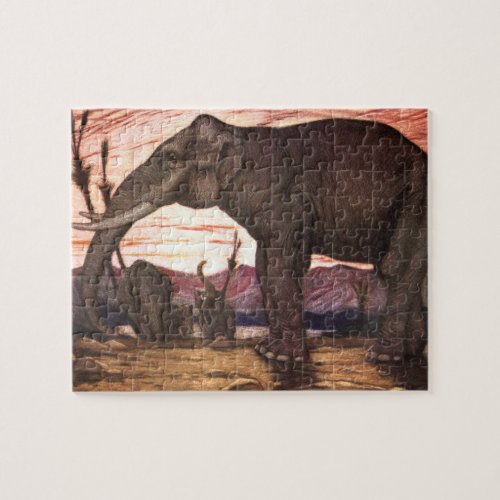 Vintage Wild Animals Elephant by Louis Sargent Jigsaw Puzzle