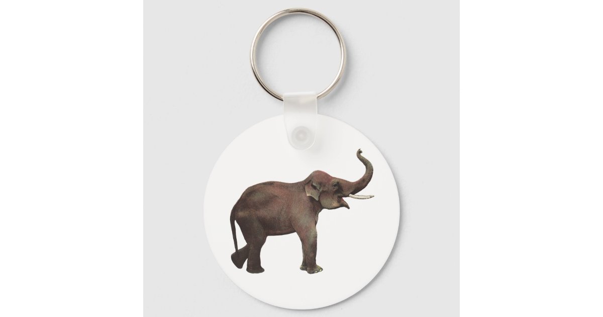 Vintage Wild Animals, Good Luck Asian Elephants Keychain | Zazzle