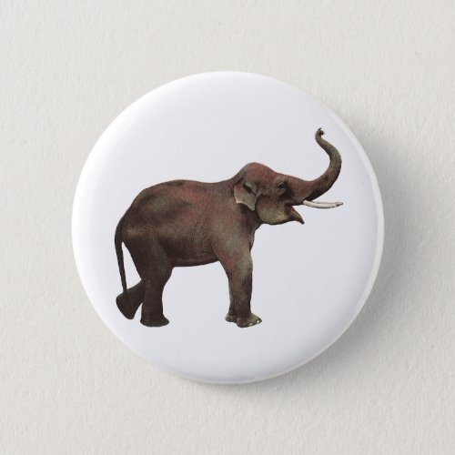 Vintage Wild Animals Good Luck Asian Elephants Pinback Button