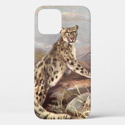 Vintage Wild Animals Snow Leopard by CE Swan iPhone 12 Case