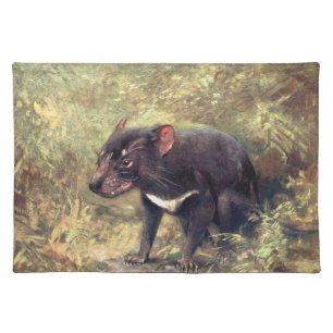Vintage Wild Animals, Tasmanian Devil by CE Swan Cloth Placemat