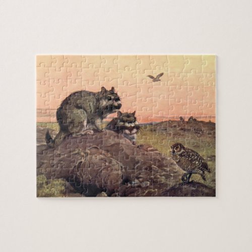 Vintage Wild Animals Vizcachas by Winifred Austen Jigsaw Puzzle