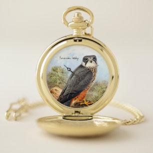 Vintage Wild Bird Illustration with Text Pocket Watch