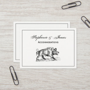 Vintage Wild Boar Drawing BW #2 Business Card