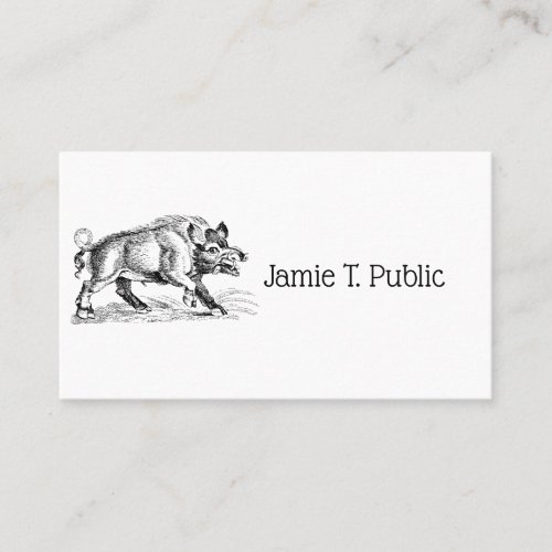 Vintage Wild Boar Drawing BW 2 Business Card