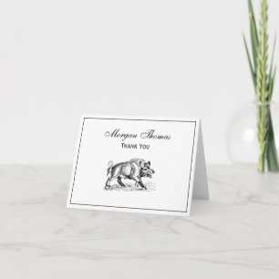 Vintage Wild Boar Drawing BW #2 Thank You Card