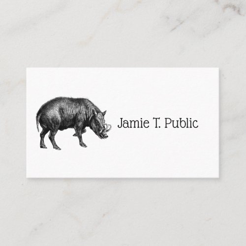 Vintage Wild Boar Drawing BW Business Card