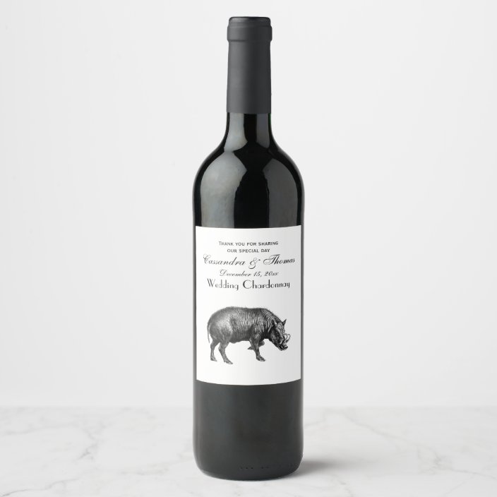 Vintage Wild Boar Drawing Bw Wine Label Zazzle Com