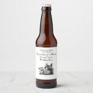 Vintage Wild Boar Head Drawing BW Beer Bottle Label