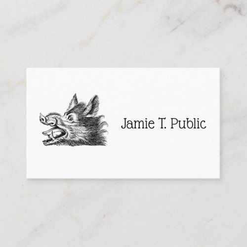 Vintage Wild Boar Head Drawing BW Business Card