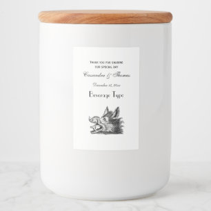 Vintage Wild Boar Head Drawing BW Food Label