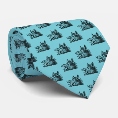 Vintage Wild Boar Head Drawing BW Tie