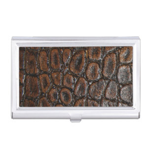 vintage wild crocodile brown alligator leather business card case