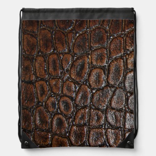 vintage wild crocodile brown alligator leather drawstring bag
