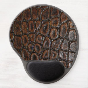 vintage wild crocodile brown alligator leather gel mouse pad