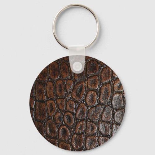 vintage wild crocodile brown alligator leather keychain