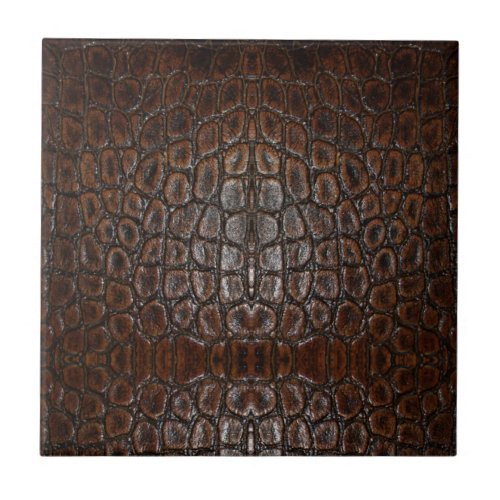 vintage wild crocodile brown alligator leather tile