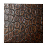 Vintage Wild Crocodile Brown Alligator Leather Tile at Zazzle