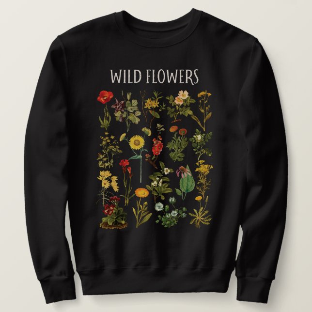 Vintage Wild Flower Chart  Sweatshirt (Design Front)