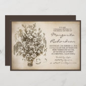 vintage wild flowers bridal shower invitations (Front/Back)