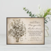 vintage wild flowers bridal shower invitations (Standing Front)