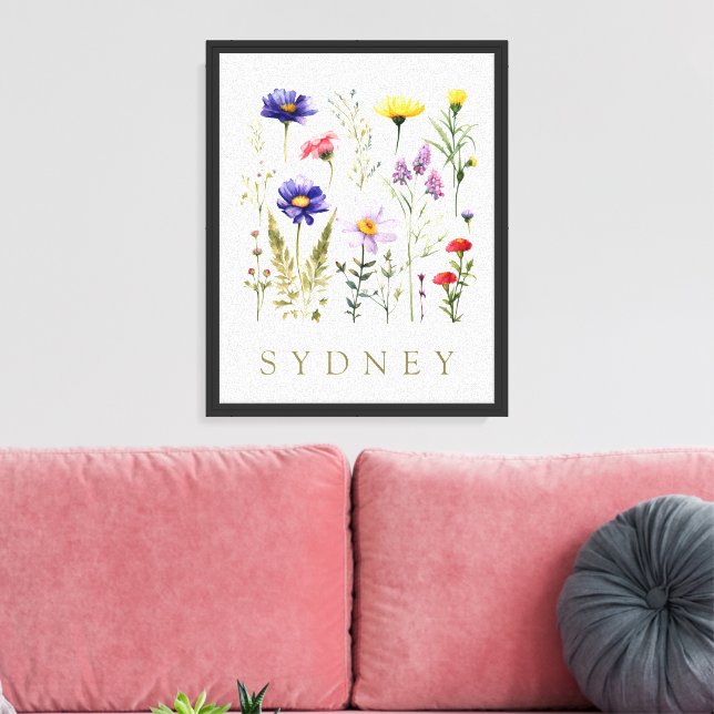 Vintage  Wild Flowers modern  Canvas Print (Insitu(LivingRoom))