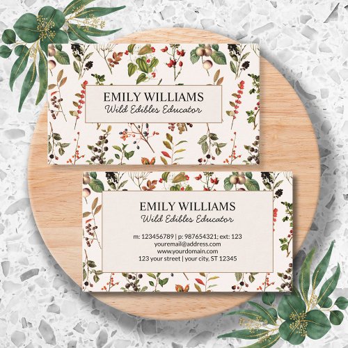 Vintage Wild Fruits and Berries Botanical Forest Business Card