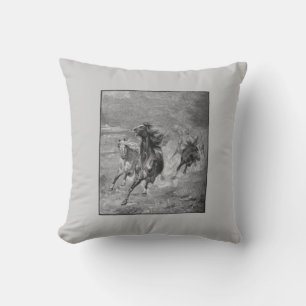 Vintage Wild Horse Sketch American MoJo Pillows