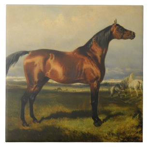 Vintage Wild Horses by Alfred de Dreux Tile