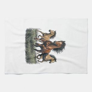Vintage Wild Horses Running Western Vector Shirt_1 Kitchen Towel