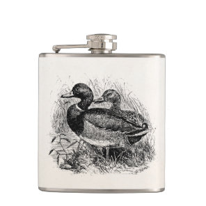Vintage Wild Mallard Ducks Personalized Template Flask